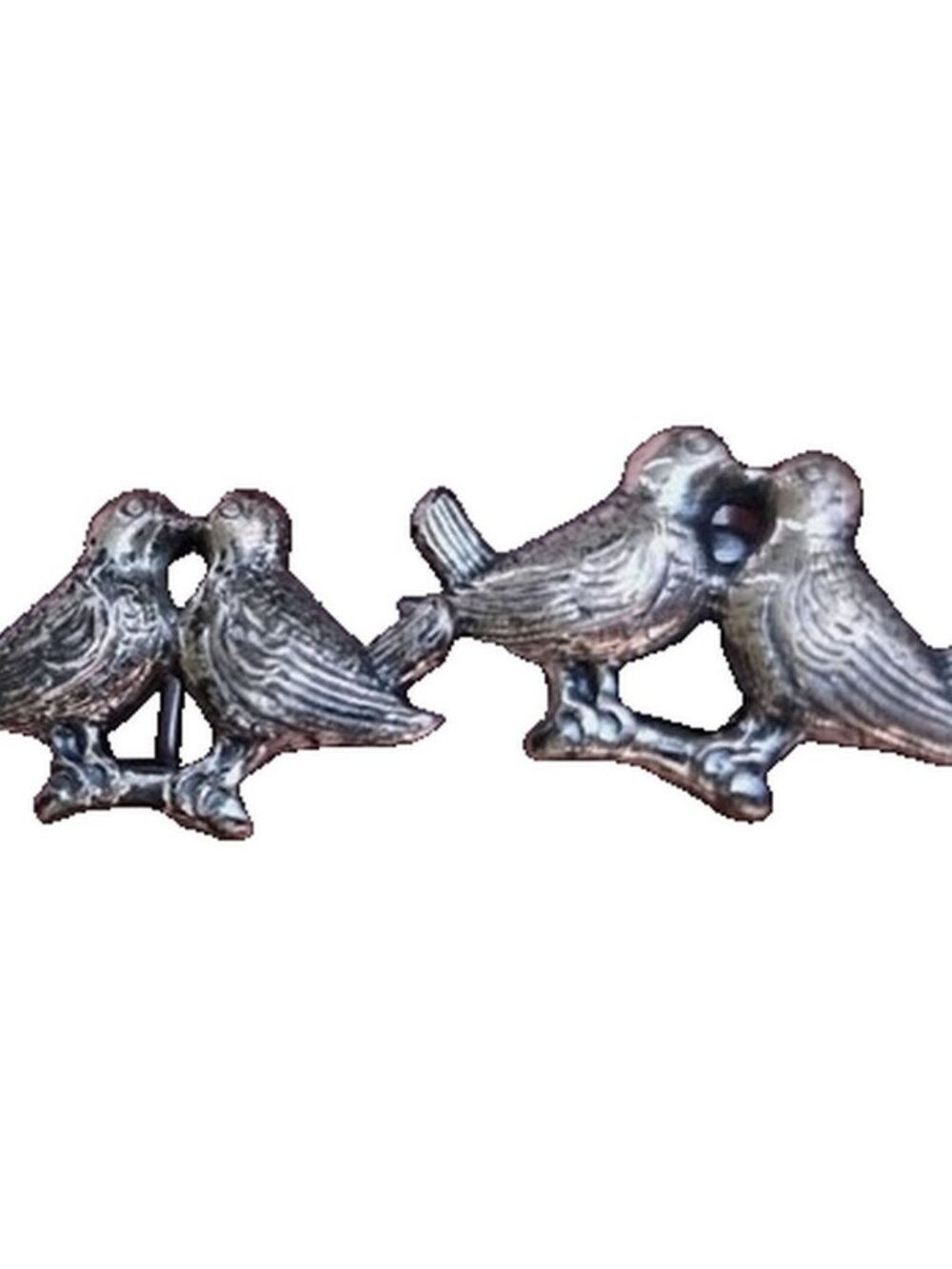 Vintage Sterling Silver Kissing Lovebirds on Branch Screw Back Earrings